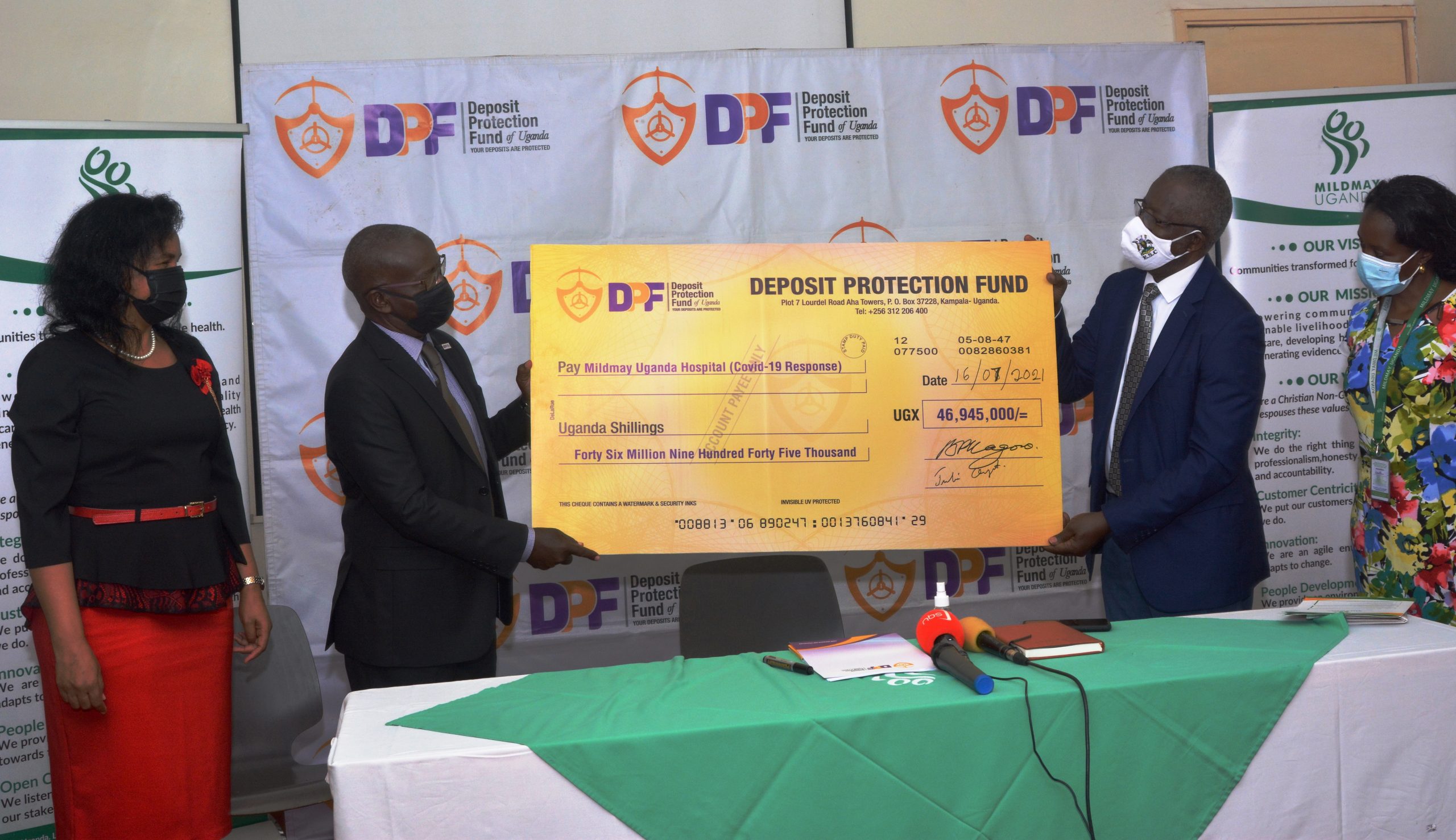 Deposit Protection Fund (DPF) Makes Donation Worth UGX 46,945,000 To Mildmay Uganda To Support Their Covid-19 Response